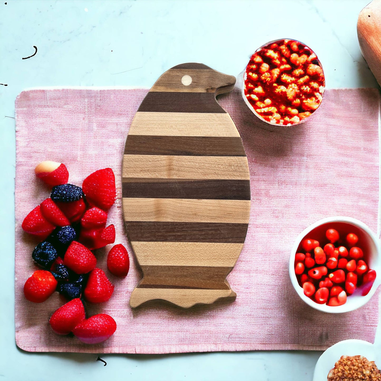 Wooden Penguin Shaped Charcuterie Board | Rustic Cheese & Cutting Board
