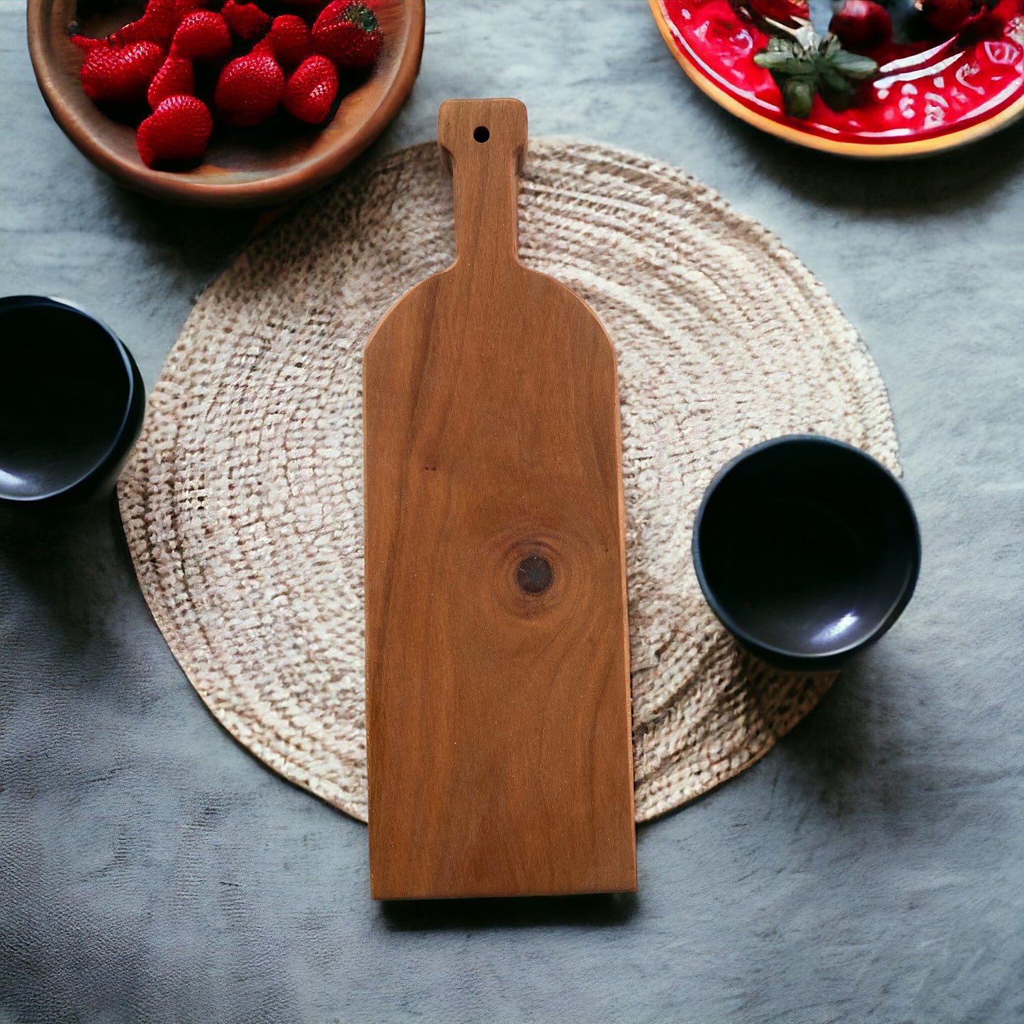 WINE BOTTLE CHEESE BOARD CHERRY