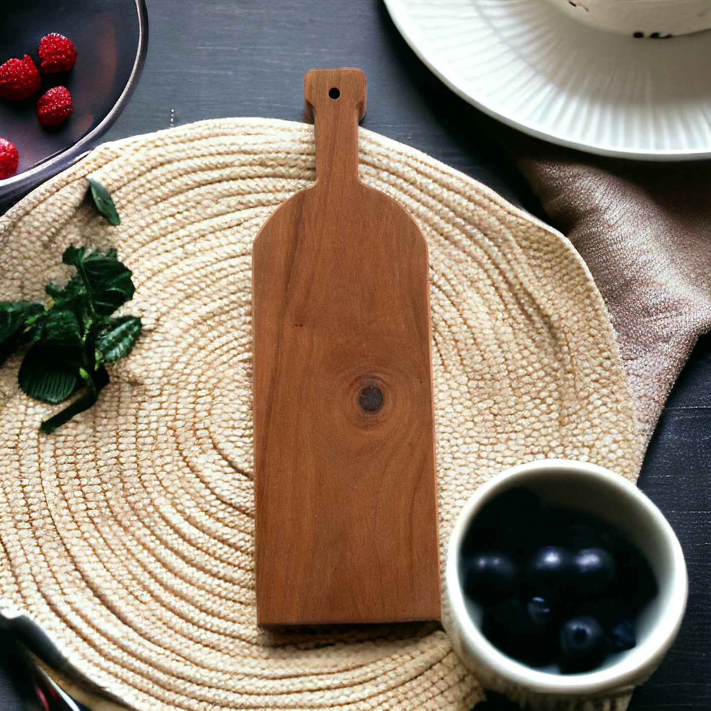 WINE BOTTLE CHEESE BOARD CHERRY