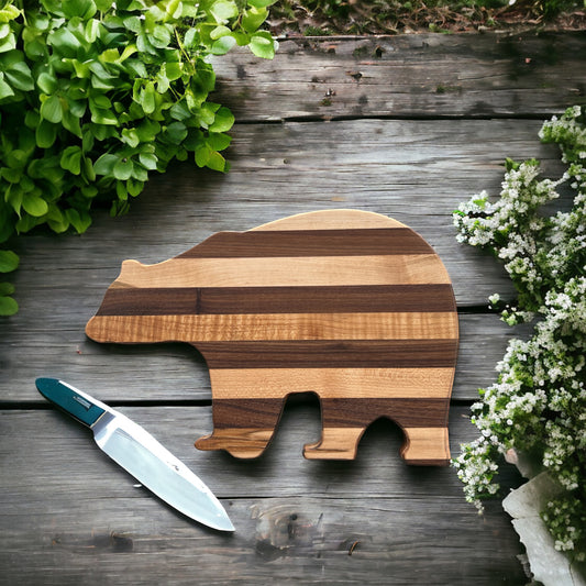 Wooden Bear Charcuterie Board | Rustic Bear Cutting Board | Handmade Serving Board