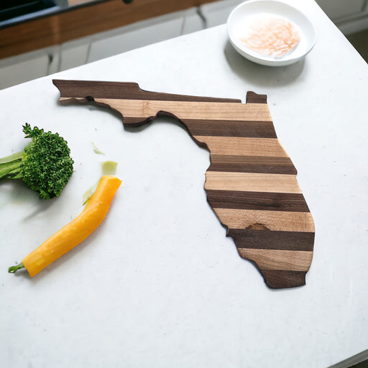 Florida Wooden Charcuterie Board | Florida Shaped Cutting Board Gift