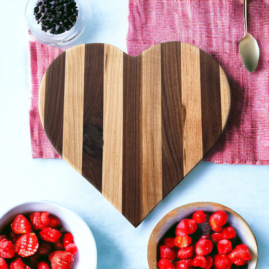 Handcrafted Wooden Heart Charcuterie Board | Heart Shaped Cutting Board