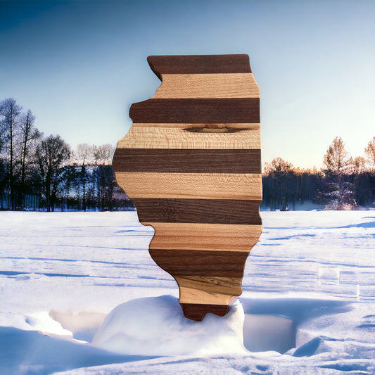 Illinois Wooden Charcuterie Board | State-Shaped Cutting Board Gift