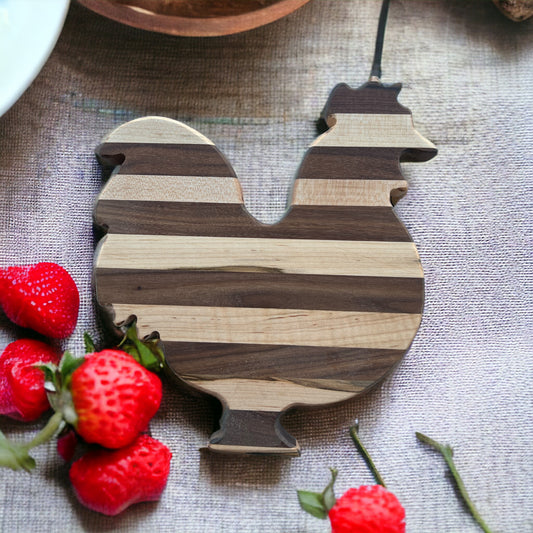 Wooden Rooster Charcuterie Board | Farmhouse Cutting Board