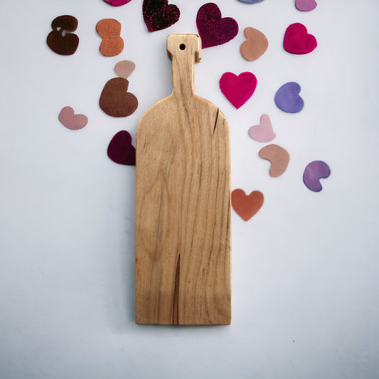Cherry Wood Wine Bottle Cheese Board | Charcuterie Serving Tray
