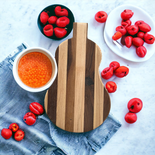Extra Large Wooden Guitar Charcuterie Board – Rustic Serving & Cutting Board for Kitchen & Entertaining